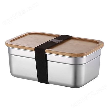 现货韩式304不锈钢保鲜盒 长方形冷冻密封盒 冰箱竹盖食物收纳盒