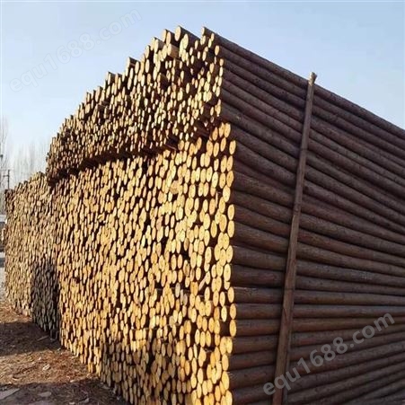 亿展木业 杉木桩 河道护坡打桩木落叶松6米桐油防腐去皮